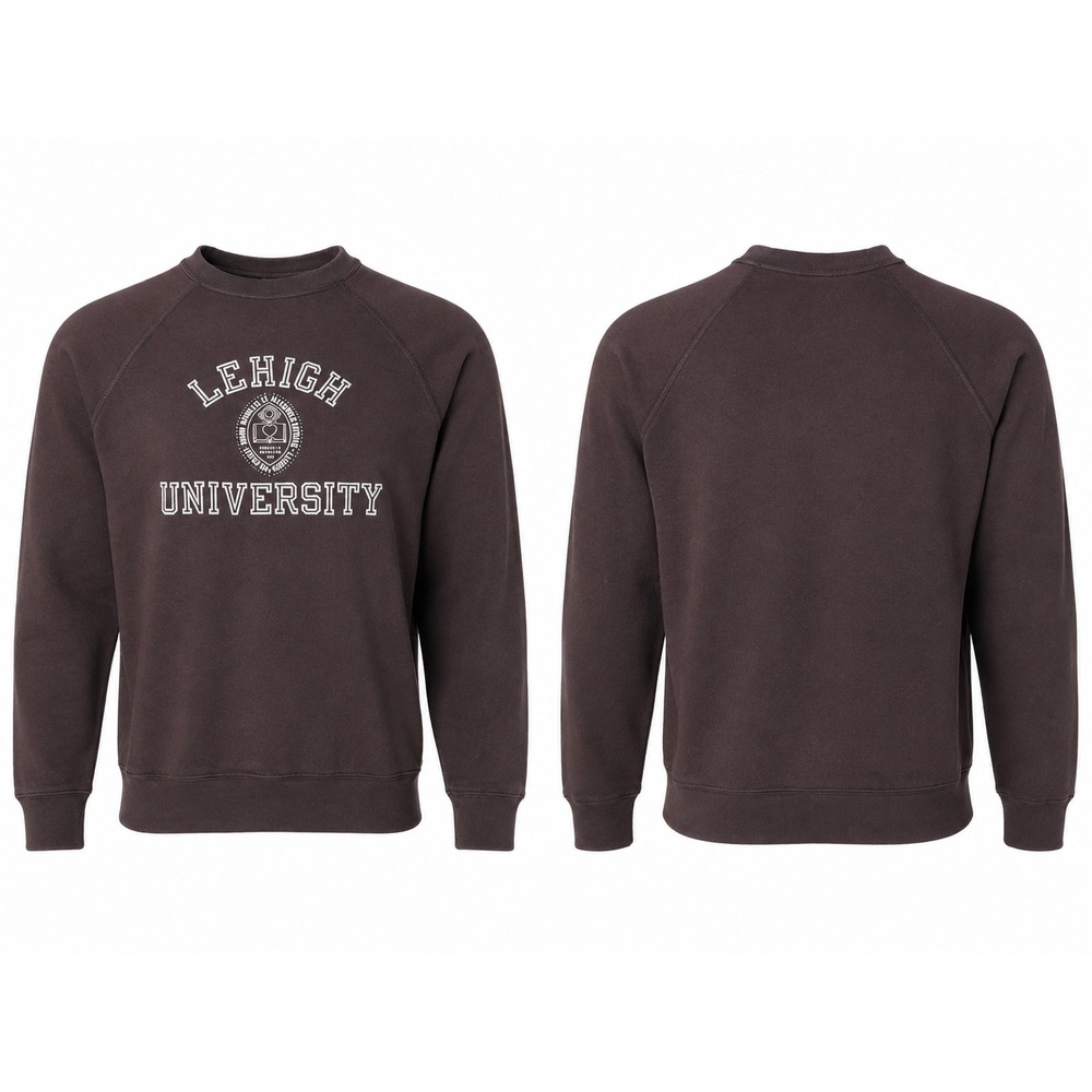 Vintage Champion Lehigh University Sweatshirt Brown 80s Blue Bar Raglan Mens L